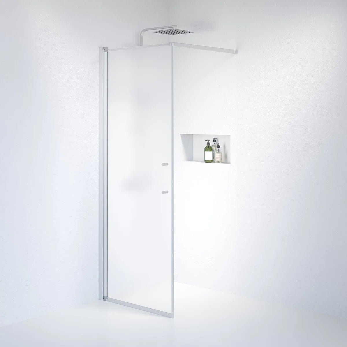Vänern Duschvägg, Frostat Glas, Borstad Aluminium Profil