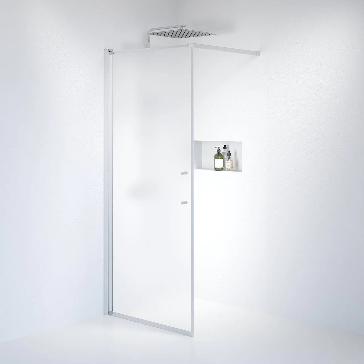 Vänern Duschvägg, Frostat Glas, Borstad Aluminium Profil