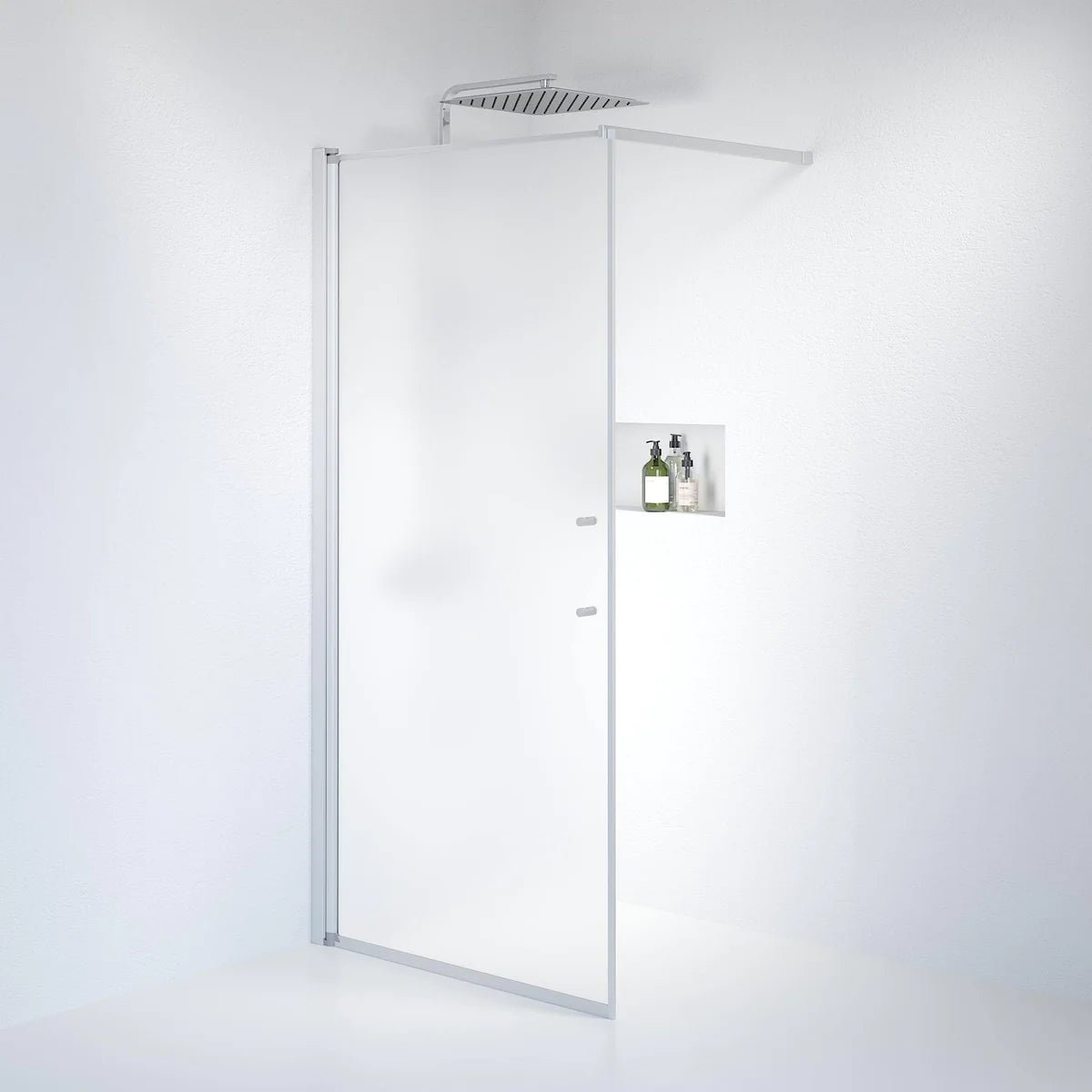 Vänern Duschvägg, Frostat Glas, Borstad Aluminium Profil
