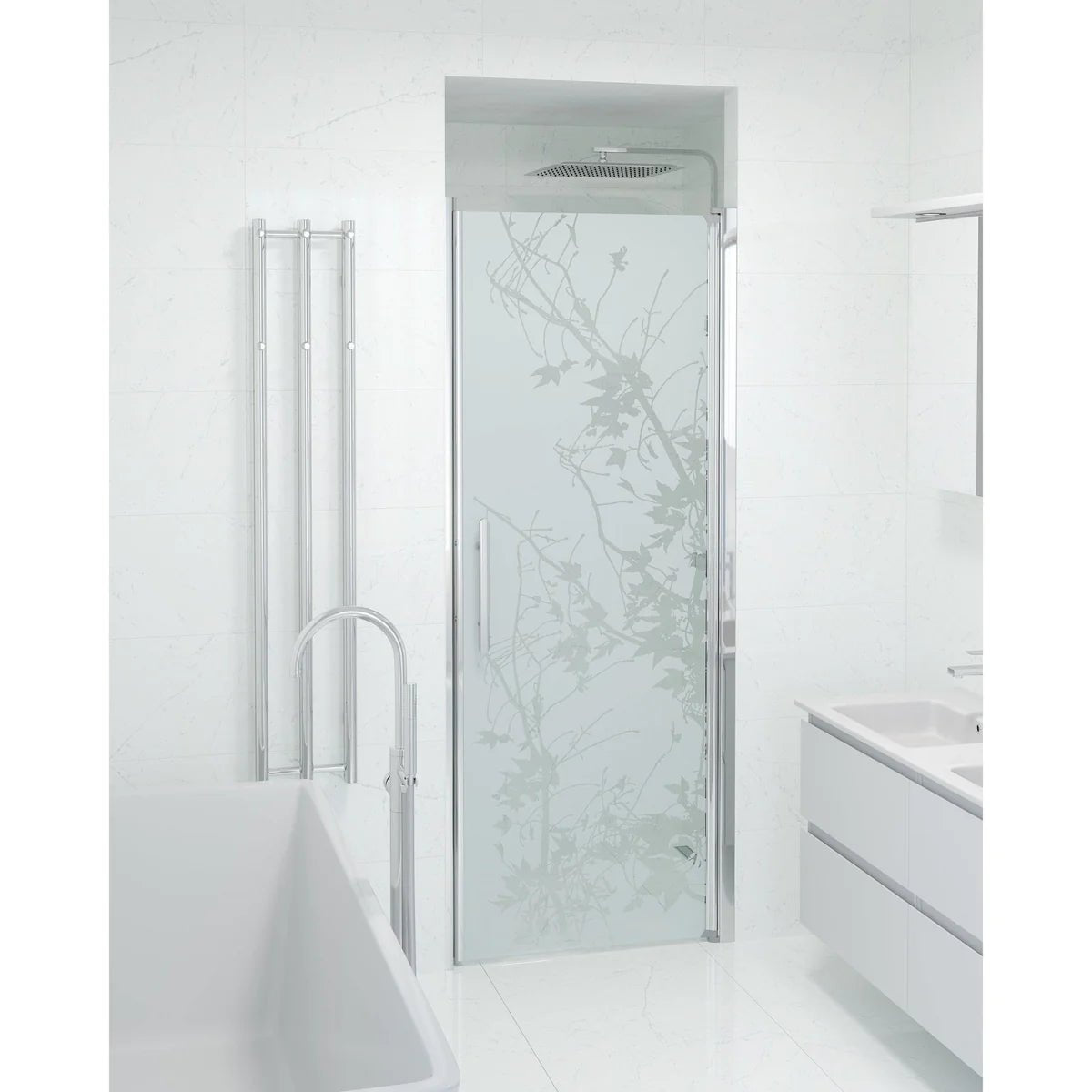Vänern Niche Duschdörr, Frostat Decor Glas, Krom Profil