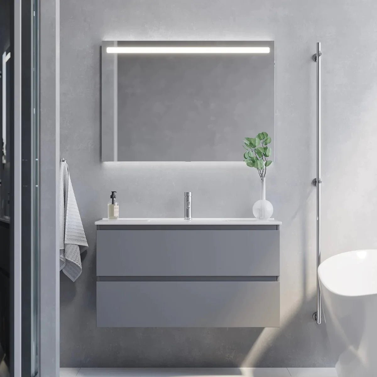 Sandshamn Slimline Badrumsmöbel, Grå Matt