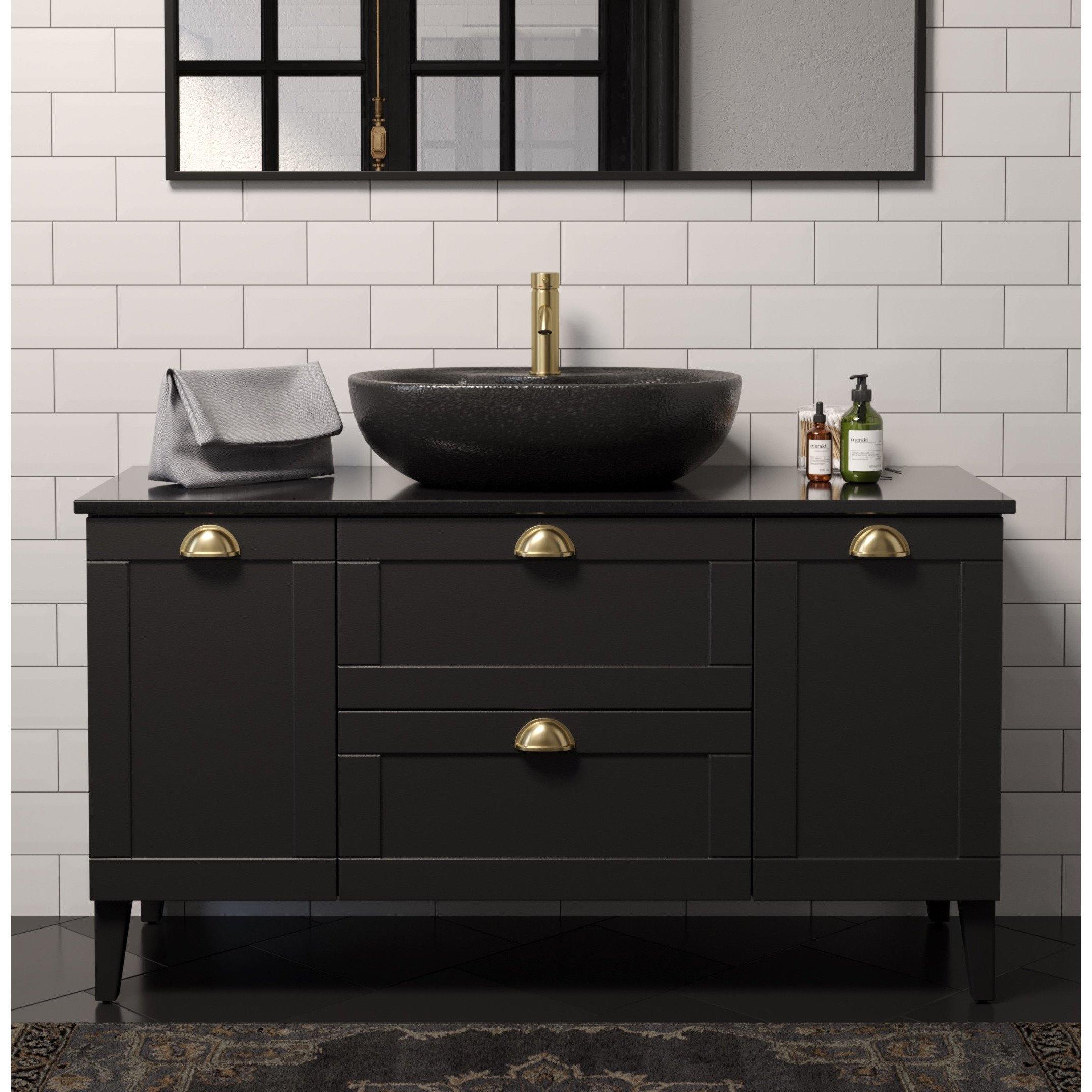 New York badrumsmöbel med sidoskåp, Matt Svart - Badrumsmöbler - 130 x 46 x 55 cm, 46 cm, _usp:10_year_warranty.svg:10 ÅRS GARANTI, _usp:MDF.svg:PU-LACKERAD MDF, _usp:Preassembled.svg:FÄRDIGMONTERAD, _usp:Soft_close.svg:SOFT CLOSE, _vendor:bda-living.png, Exclusive, Fjäll, New York - HomeTomato Sweden