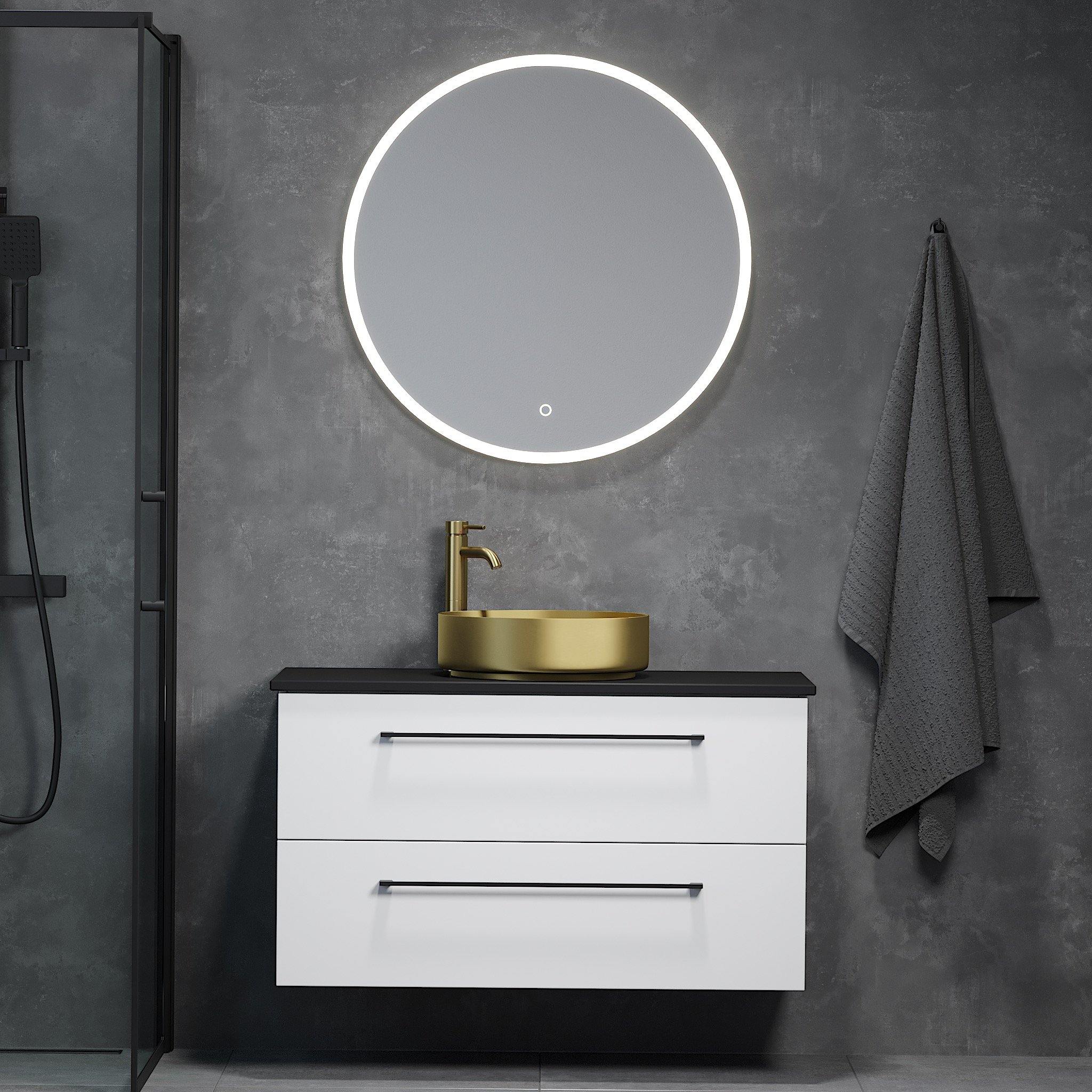Badrumsmöbel Fjäll Exclusive Vienna 100 cm Magic Black. White & Gold Badrumsmöbel-Badrumsmöbler-HomeTomato Sweden