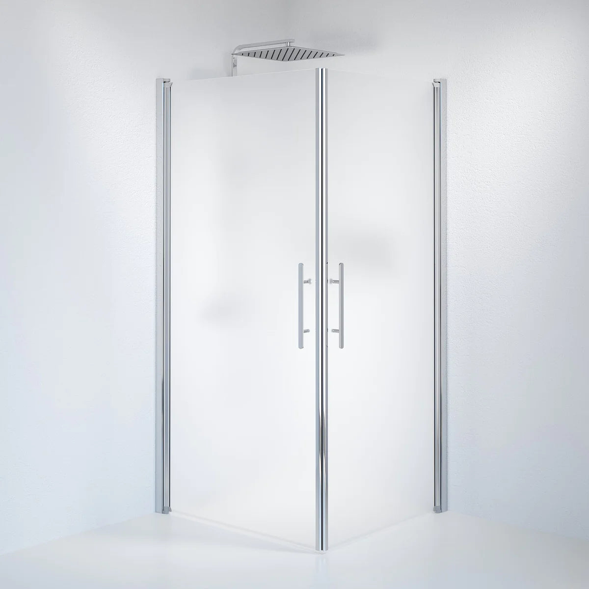 Vänern Duschhörn, Rak, Frostat Glas, Krom Profil