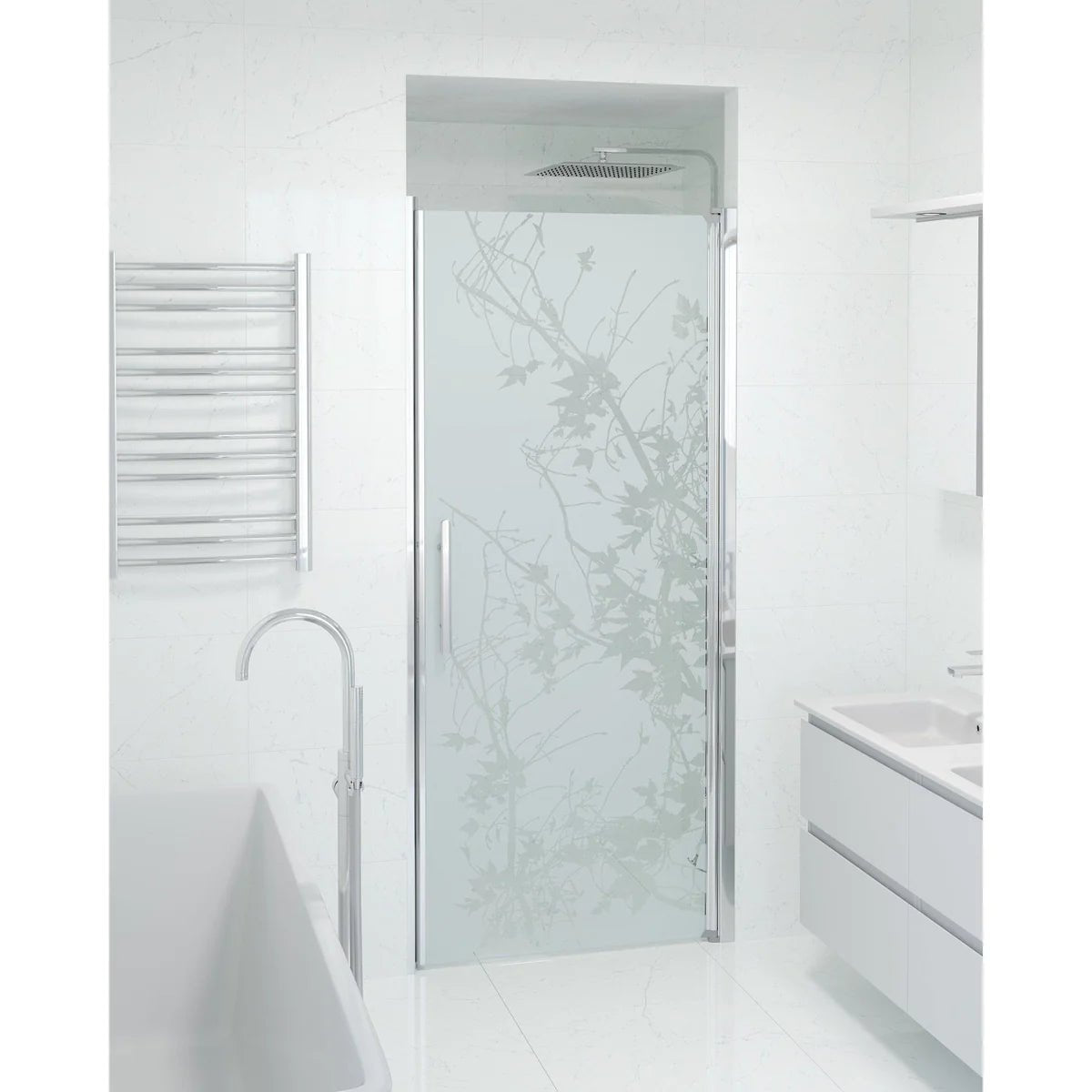 Vänern Niche Duschdörr, Frostat Decor Glas, Krom Profil